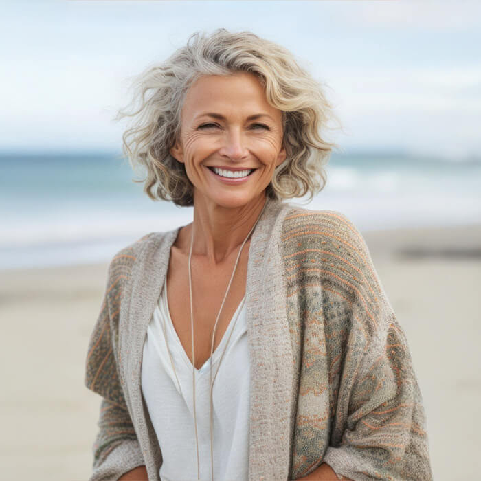 Frau mit Strickjacke