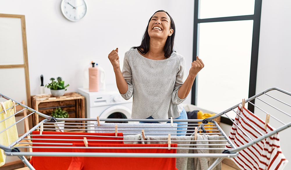 Frau m it Wschestnder