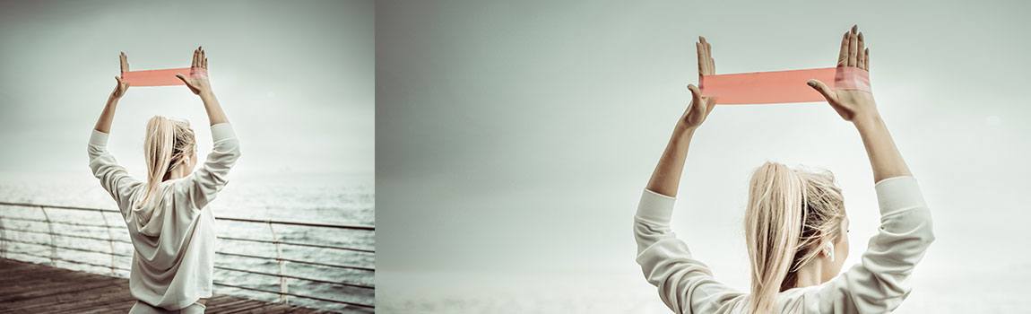 Junge Frau mit Elasthan Gummiband