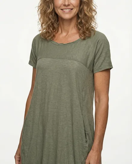 Ballonkleid Baumwolle in khaki von Spaziodonna