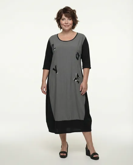 Ballonkleid mit Leinen in schwarz von Vincenzo Allocca