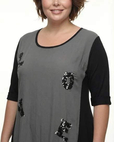 Ballonkleid mit Leinen in schwarz von Vincenzo Allocca
