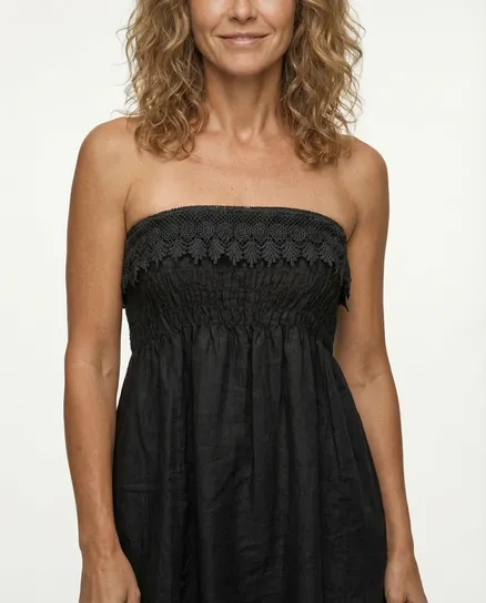 Bandeau Kleid Leinen in schwarz von Diana