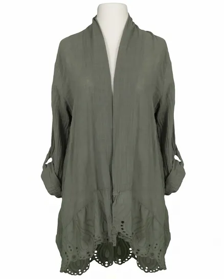 Baumwolljacke mit Lochstickerei in khaki von Made in Italy