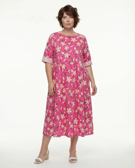 Baumwollkleid Floral in pink von Wendy