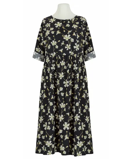 Baumwollkleid Floral in schwarz von Wendy