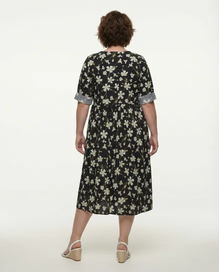Baumwollkleid Floral in schwarz von Wendy