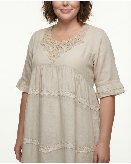 Baumwollkleid Lochstickerei in beige von Manga