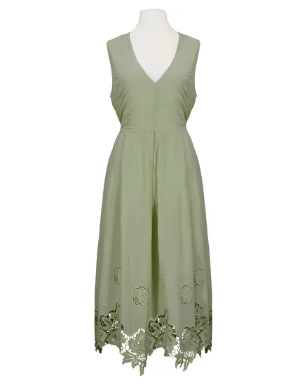 Baumwollkleid mit Spitze in khaki von fashion made in italy