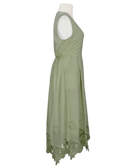 Baumwollkleid mit Spitze in khaki von fashion made in italy