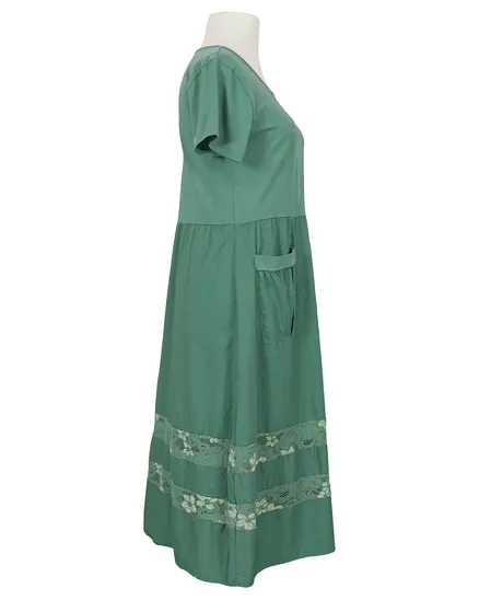 Baumwollkleid mit Spitze in petrol von Made in Italy