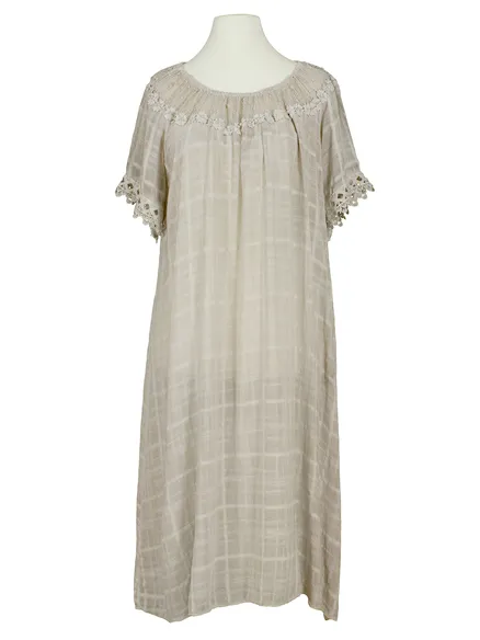 Baumwollkleid mit Spitze in taupe von Spaziodonna