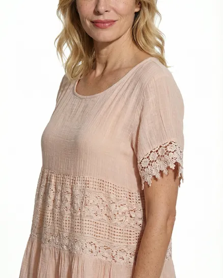 Baumwollkleid Spitze in rosa von Diana