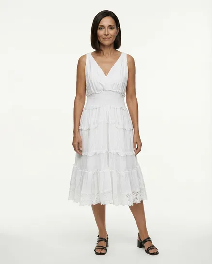Baumwollkleid Stickerei in wei� von My Collection