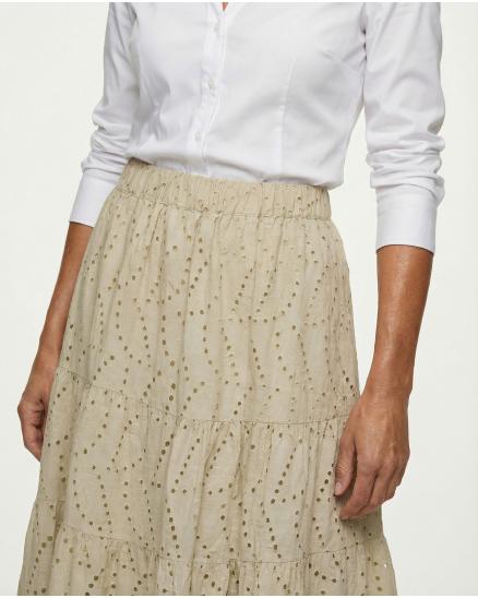 Baumwollrock mit Lochstickerei in beige von Made in Italy