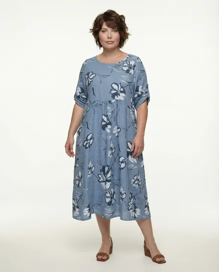 Blumen Leinenkleid in blau von Diana