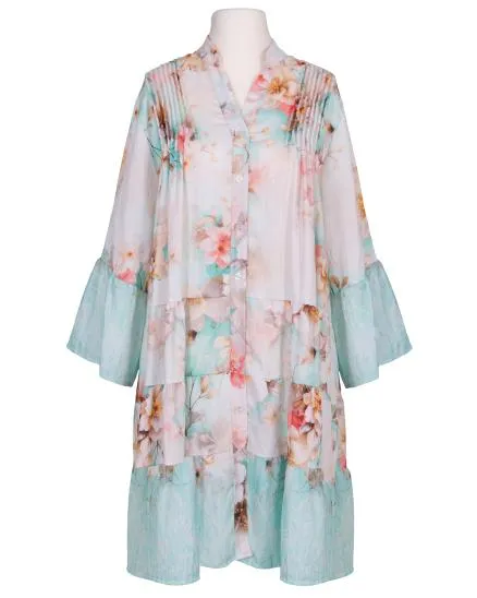 Blumenkleid mit Volants in mint-rose von Sarah