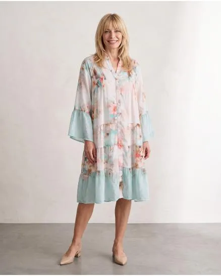 Blumenkleid mit Volants in mint-rose von Sarah