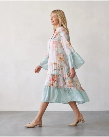 Blumenkleid mit Volants in mint-rose von Sarah
