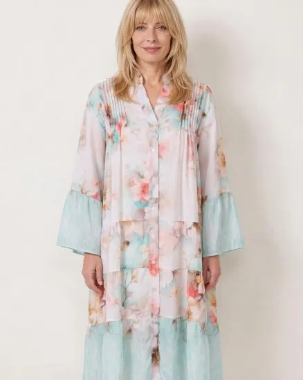 Blumenkleid mit Volants in mint-rose von Sarah