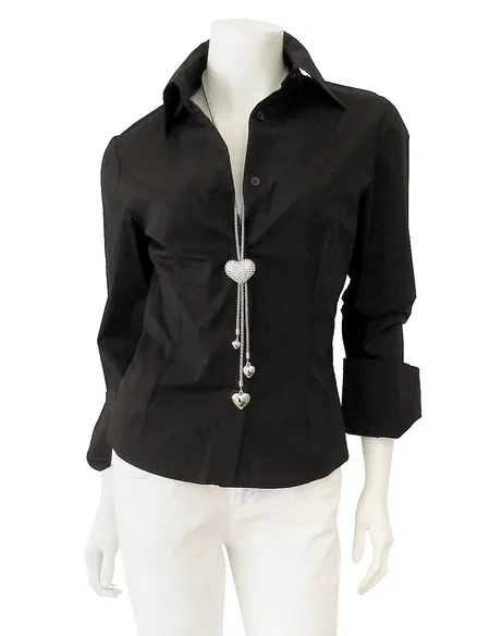 Hemdbluse Baumwolle in schwarz von ITAHUA
