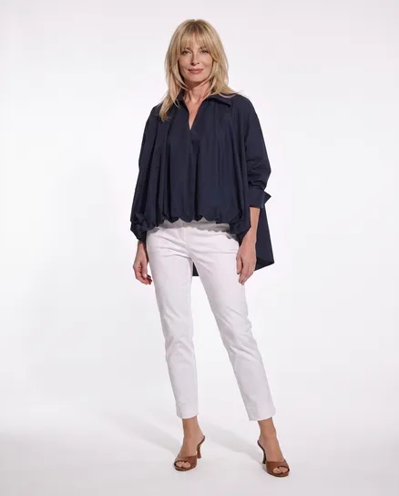 Bluse Ballonschnitt in blau von Made in Italy