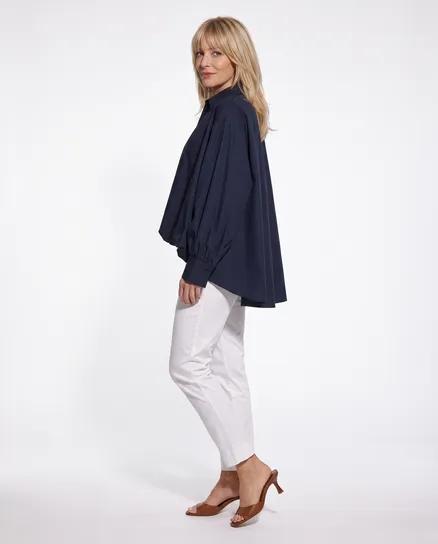 Bluse Ballonschnitt in blau von Made in Italy