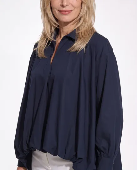 Bluse Ballonschnitt in blau von Made in Italy