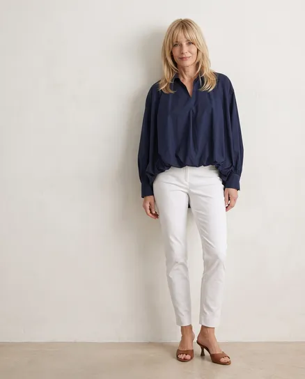 Bluse Ballonschnitt in blau von Made in Italy