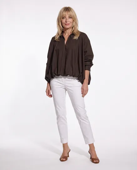 Bluse Ballonschnitt in braun von Made in Italy