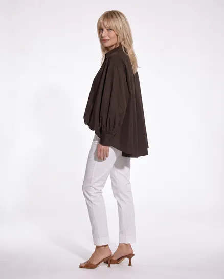Bluse Ballonschnitt in braun von Made in Italy