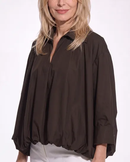 Bluse Ballonschnitt in braun von Made in Italy
