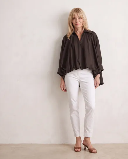 Bluse Ballonschnitt in braun von Made in Italy