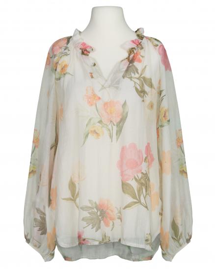 Bluse Floral in beige von fashion made in italy
