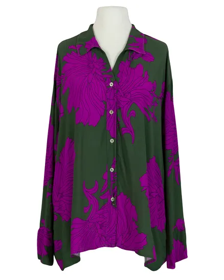 Bluse Floral in oliv von Made in Italy