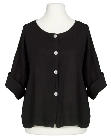 Bluse Leinen in schwarz von Made in Italy