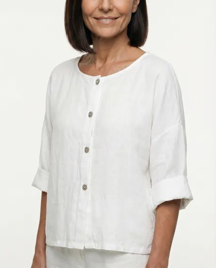 Bluse Leinen in wei� von Made in Italy