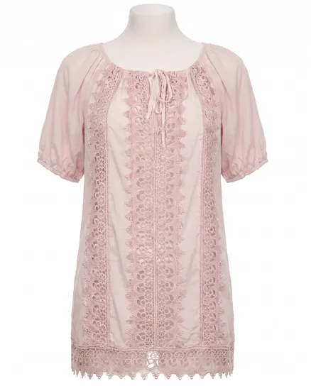 Bluse mit H�kelspitze in rosa von Montan