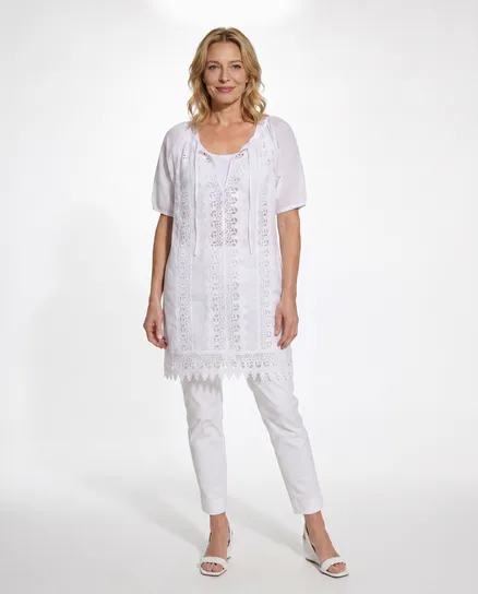 Bluse mit H�kelspitze in wei� von Montan