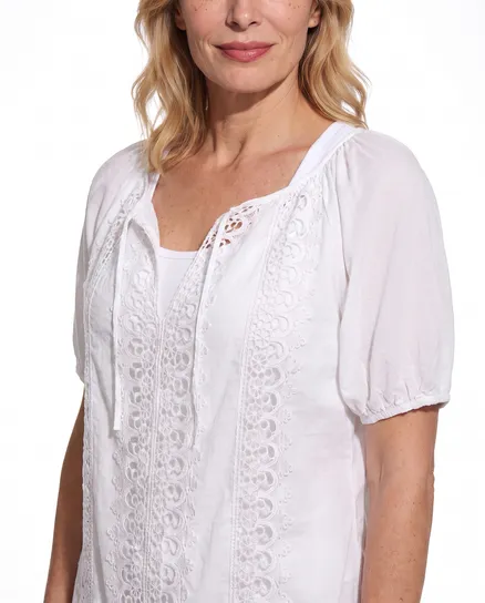 Bluse mit H�kelspitze in wei� von Montan