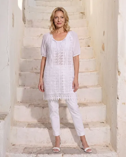 Bluse mit H�kelspitze in wei� von Montan
