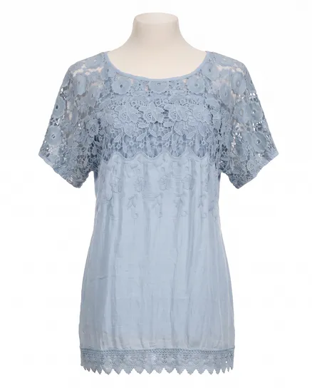 Bluse mit Seide 2-tlg. in blau von XUNA