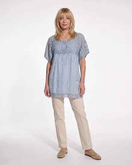 Bluse mit Seide 2-tlg. in blau von XUNA