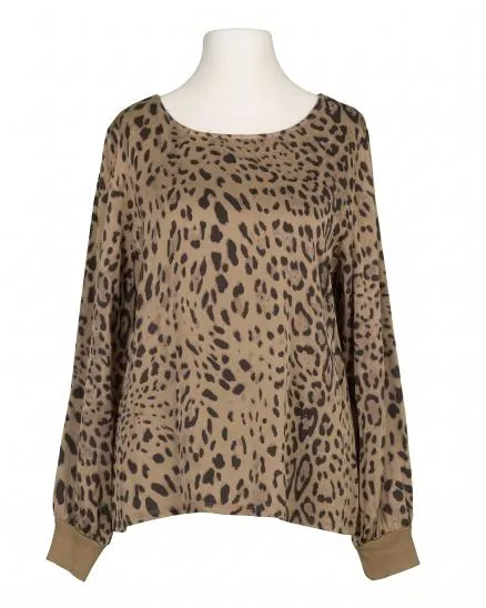 Bluse mit Seide und Leoprint in camel von Style Touch
