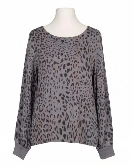 Bluse mit Seide und Leoprint in grau von Style Touch