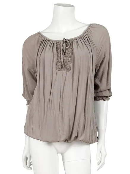 Bluse mit Spitze in braun von fashion made in italy