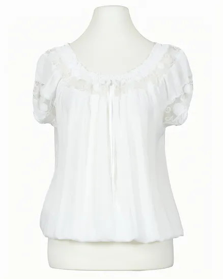 Bluse mit Spitze in wei� von fashion made in italy