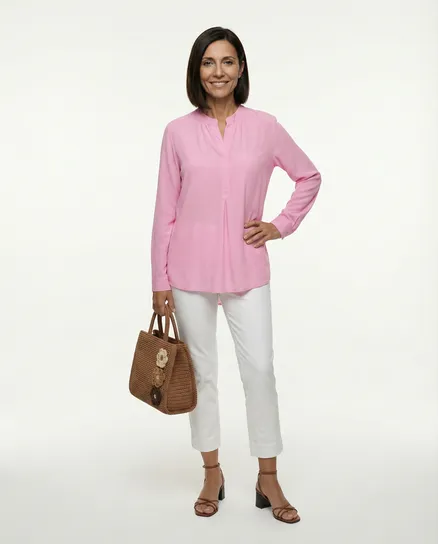 Bluse mit Stehkragen in rosa von Monday Afternoon