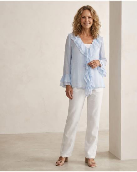 Bluse mit Volant in hellblau von Selected Touch
