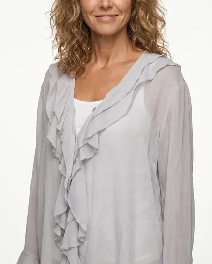 Bluse mit Volant in hellgrau von Selected Touch